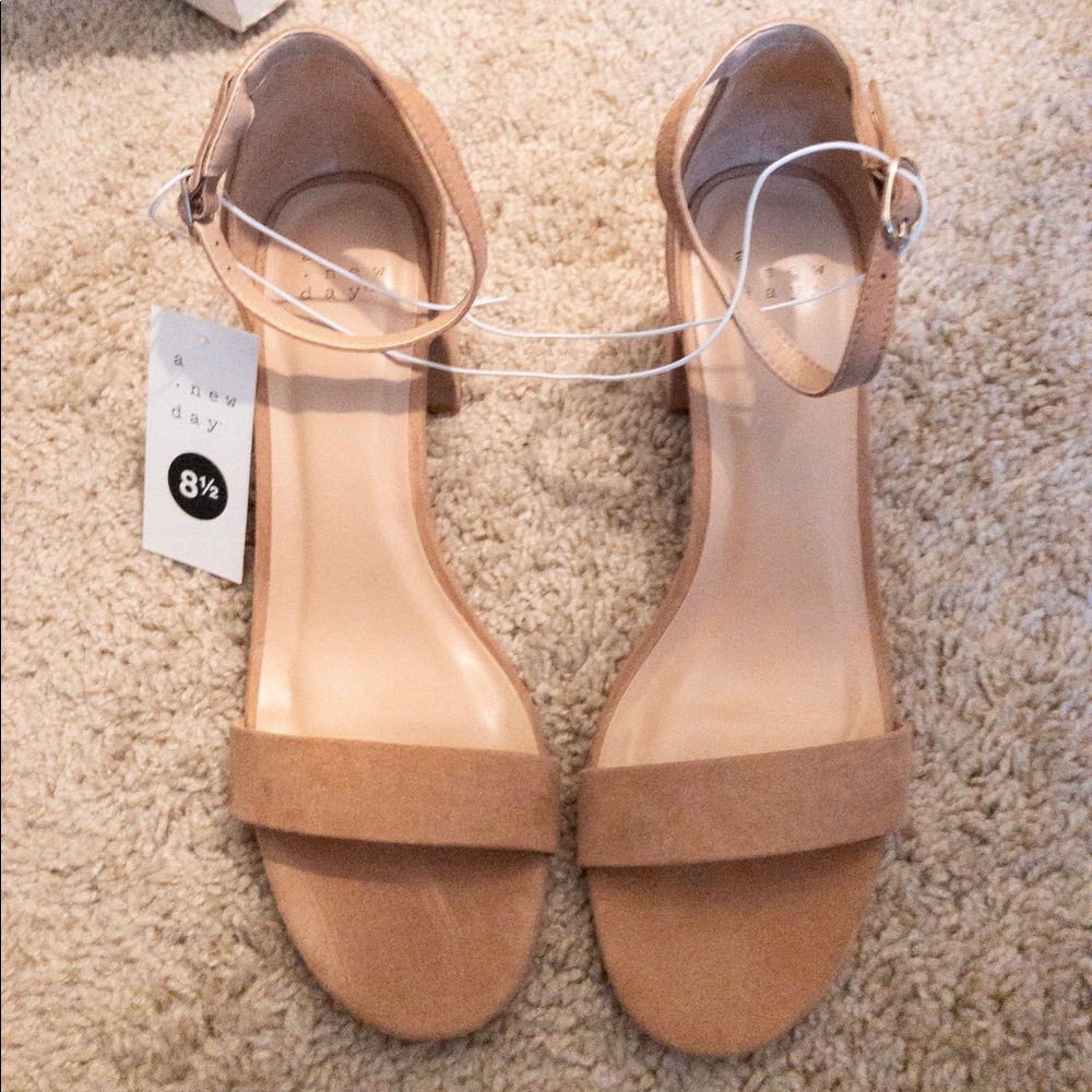 Nude suede heels